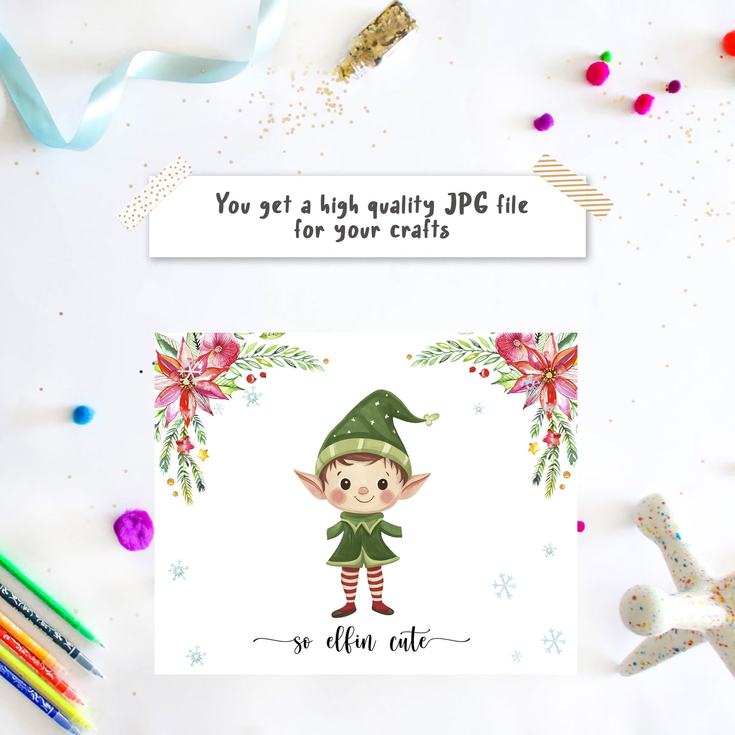 Christmas Elf Handprint craft template