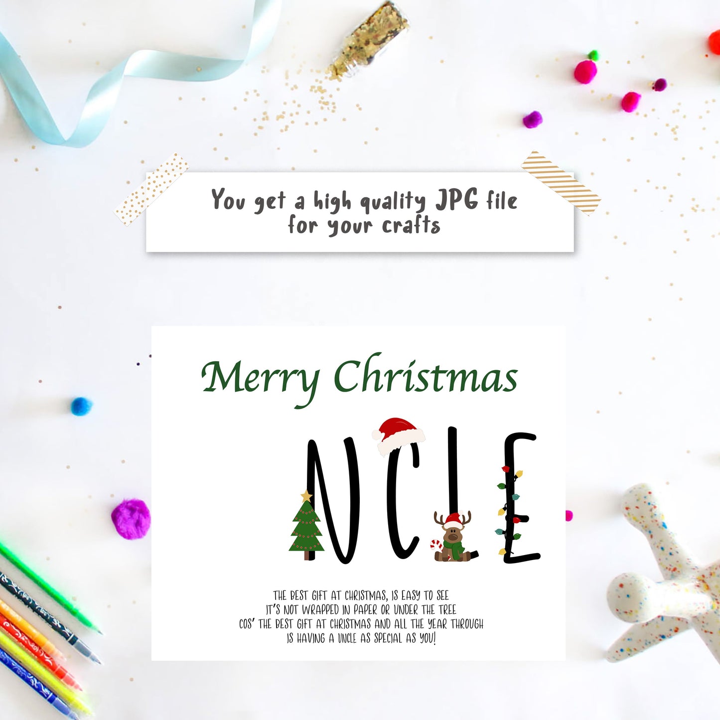 Christmas Handprint for uncle art with poem - 001