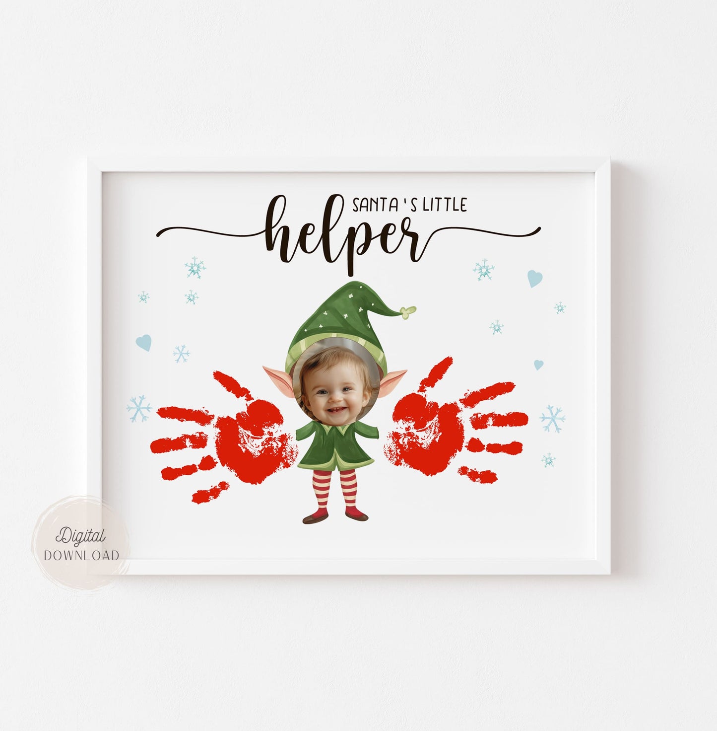 Christmas Elf Handprint Art crafts with Photo