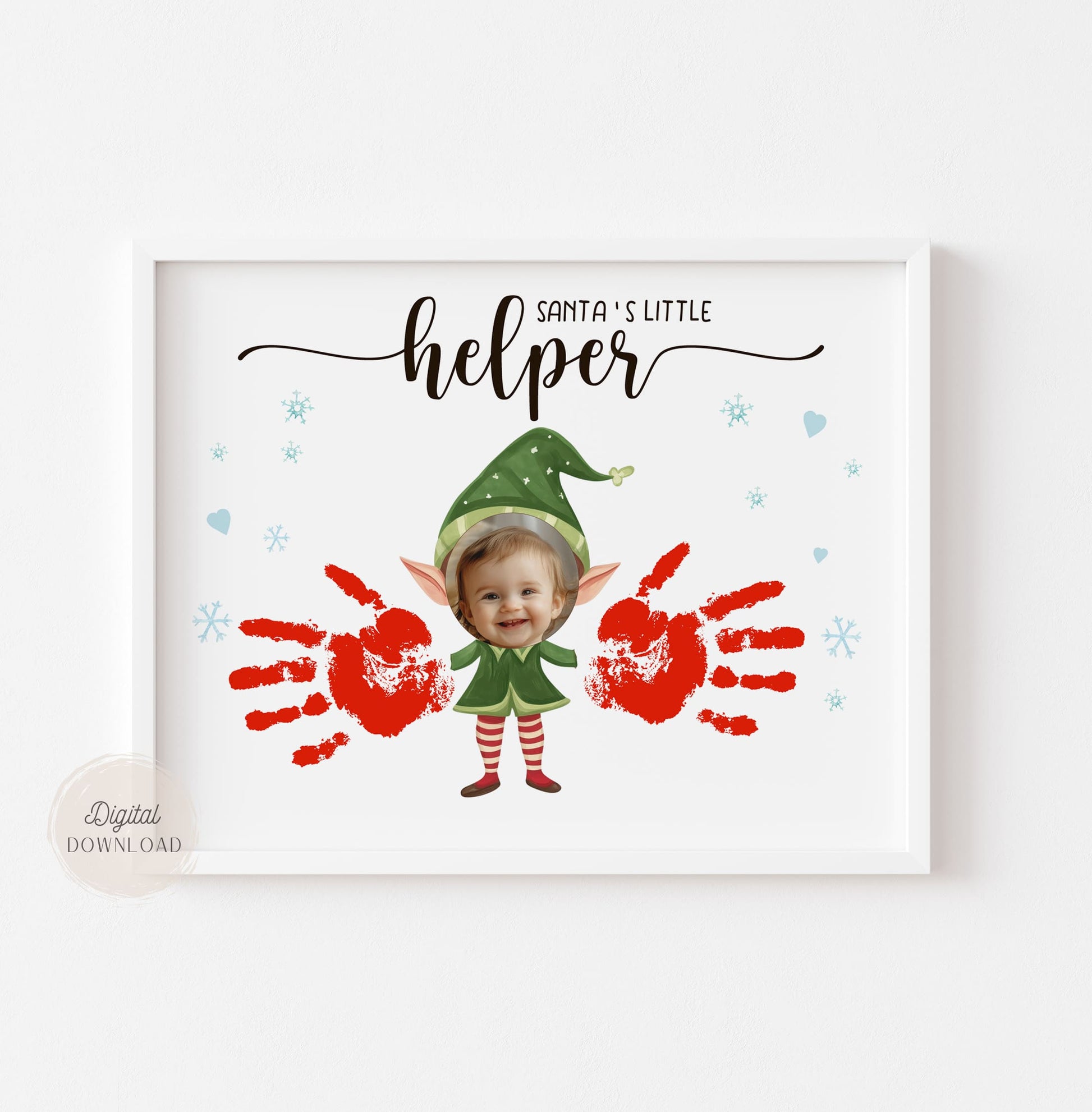 Christmas Elf Handprint Art crafts with Photo