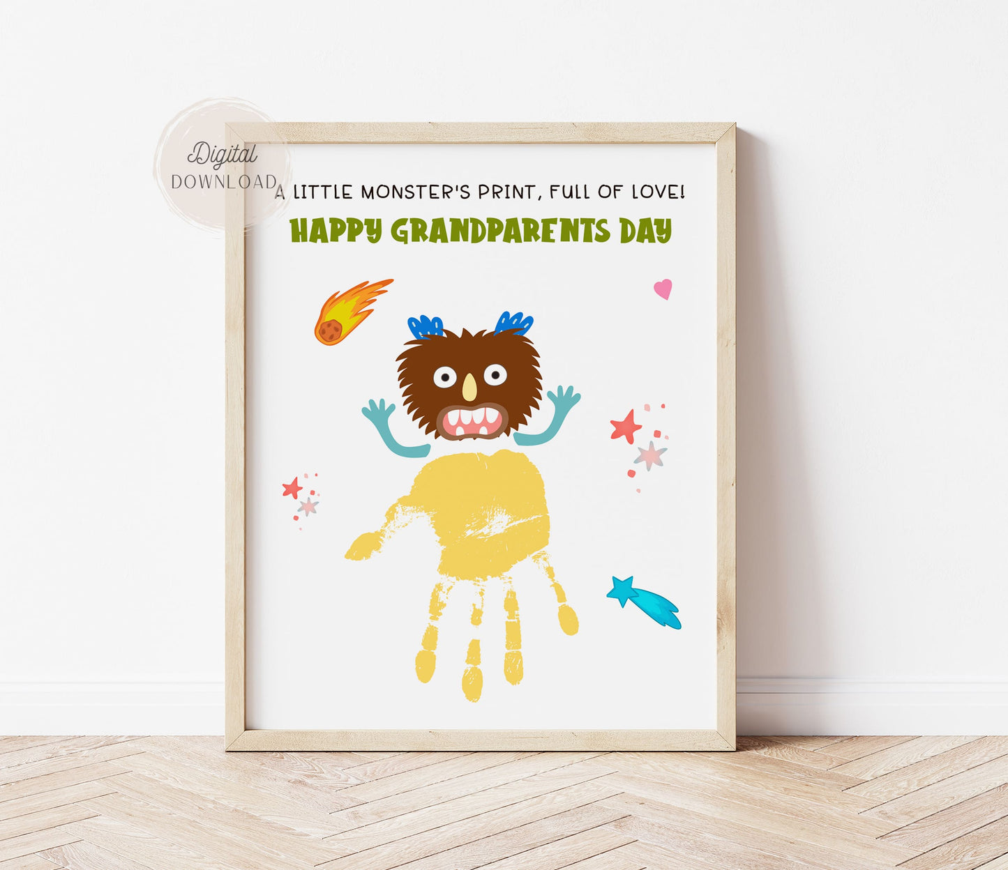 Little monster handprint art - Grandparents day craft