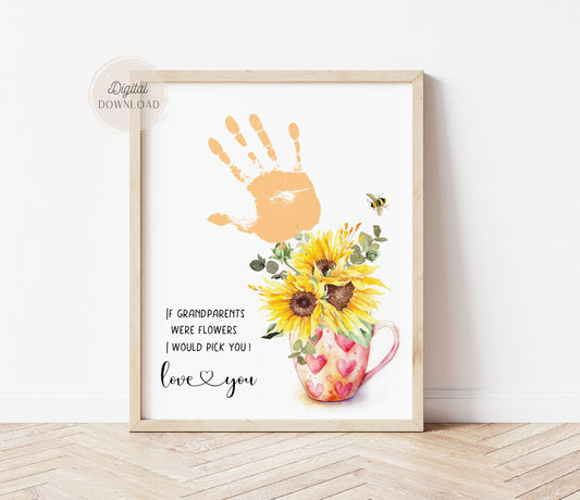 Sunflower Flowers Handprint for Preschoolers - Grandparents day