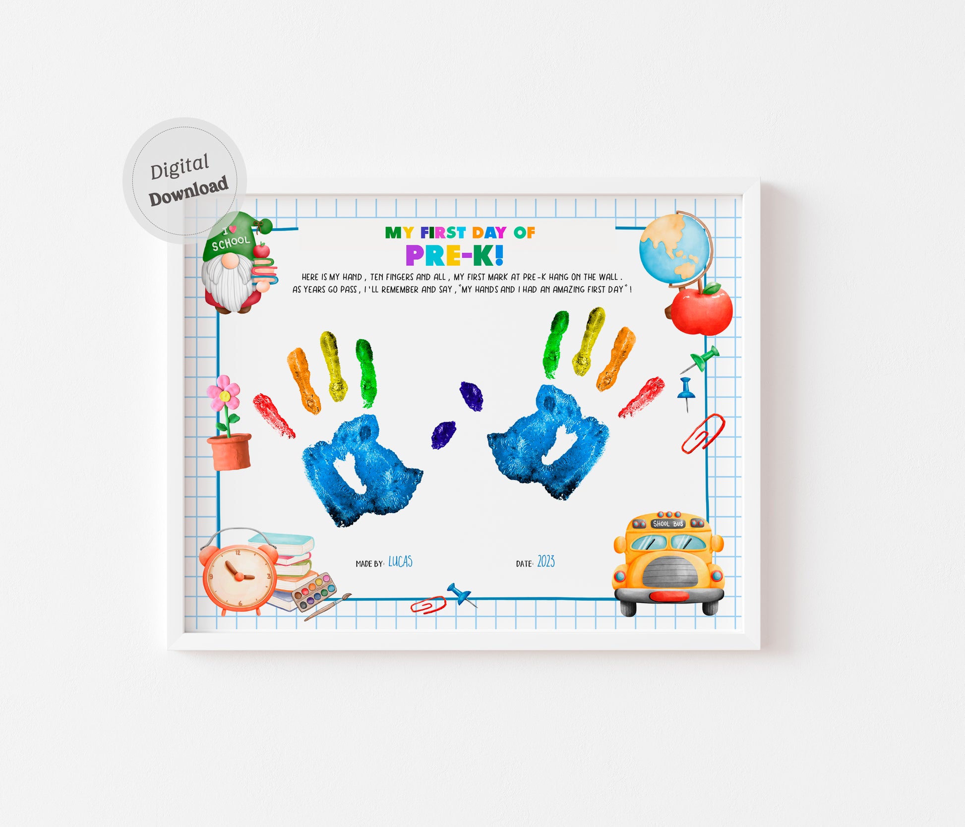 1st First Day of Pre-K handprint poem