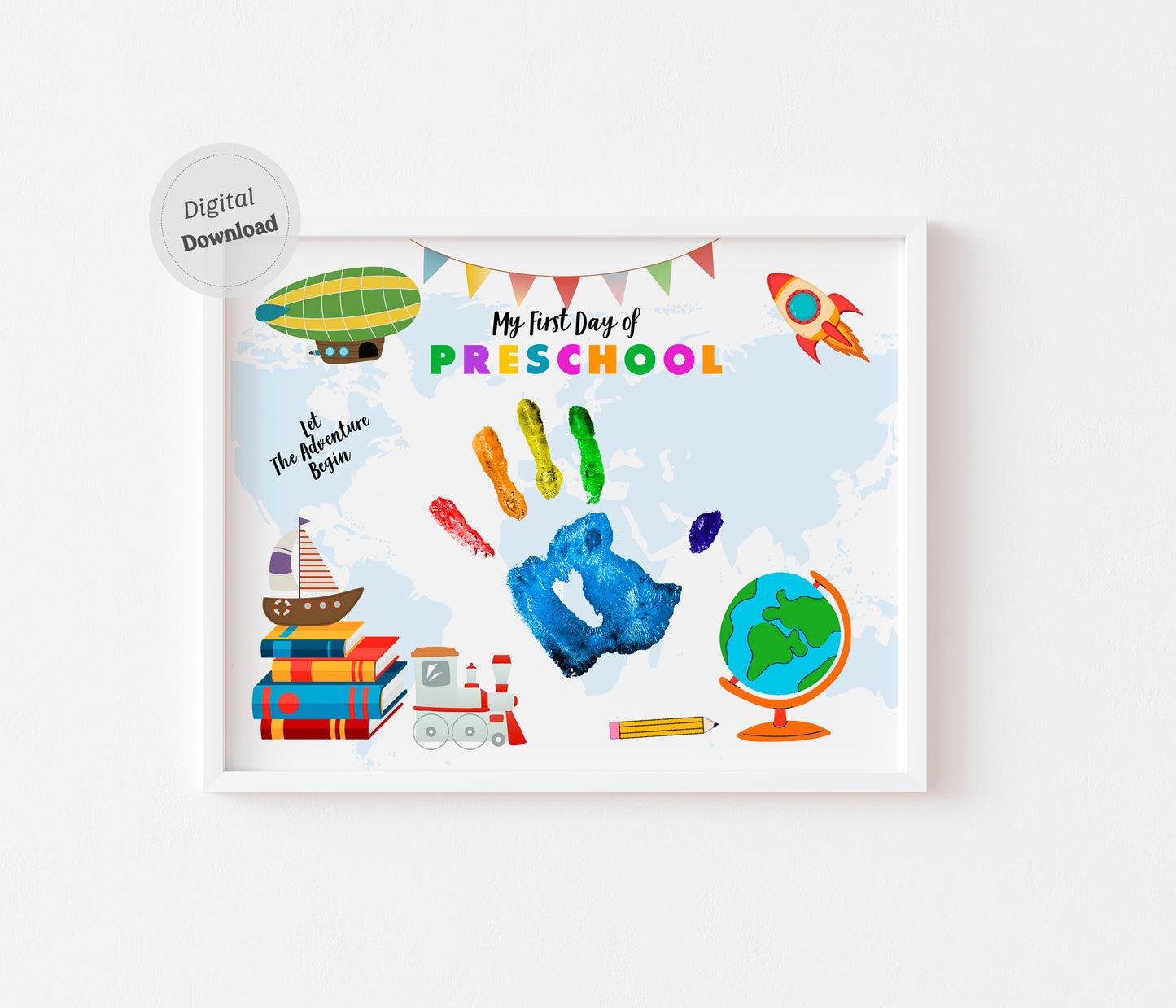 1st First Day of Preschool Handprint Art