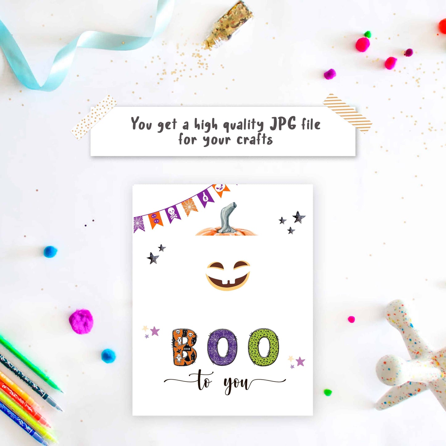 Halloween Handprint Art - BOO Pumpkin- template