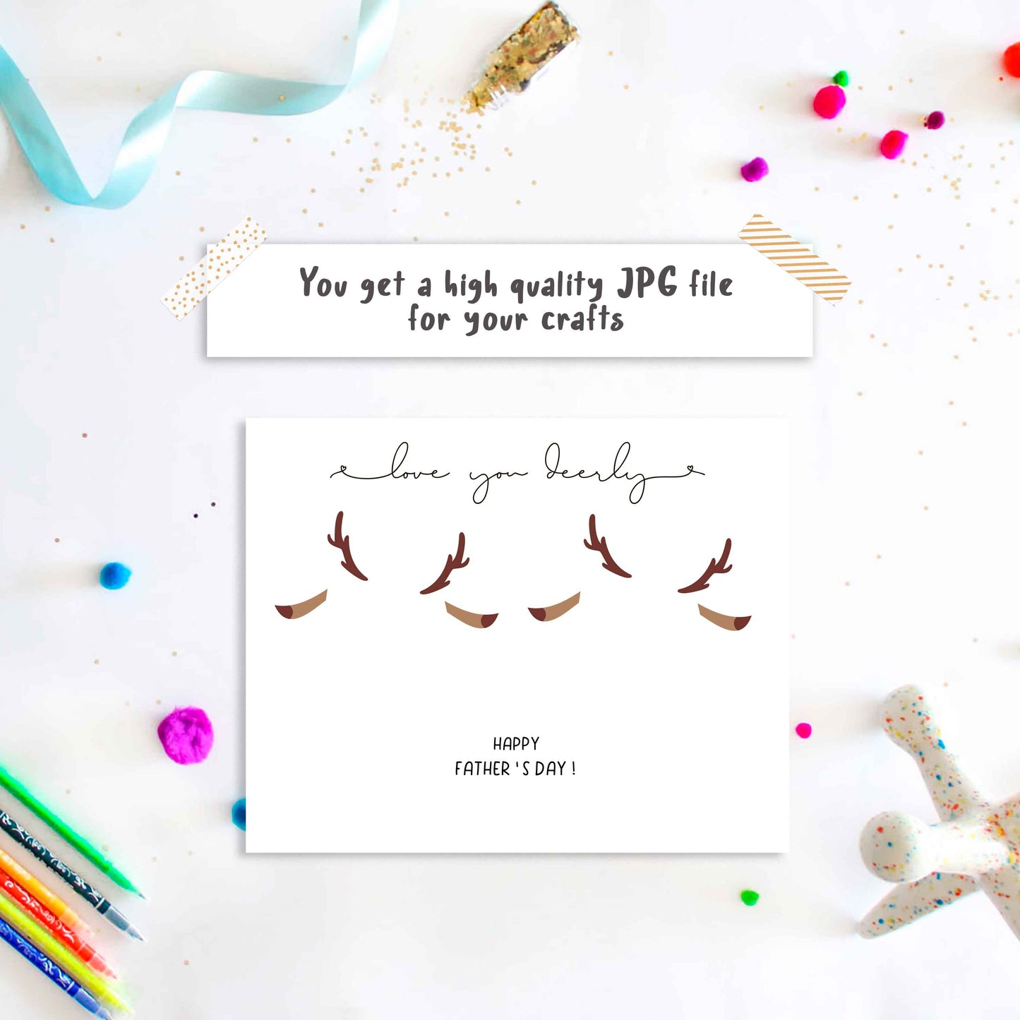 Love you Deer-ly. Deer Father's day footprint art craft download