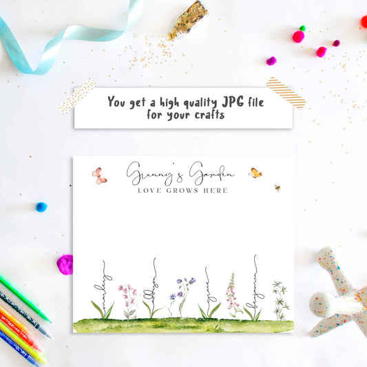 Grandma's Garden Custom Handprint Printable with Names