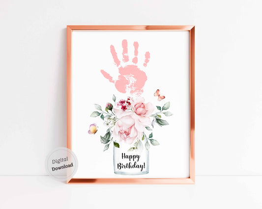 Birthday Flowers Handprint Art