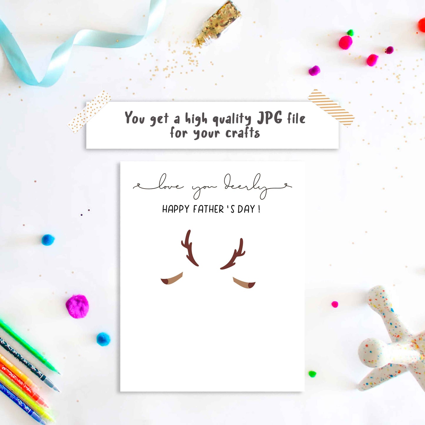 Deer Father's day footprint art craft printable. Love you Deer-ly.