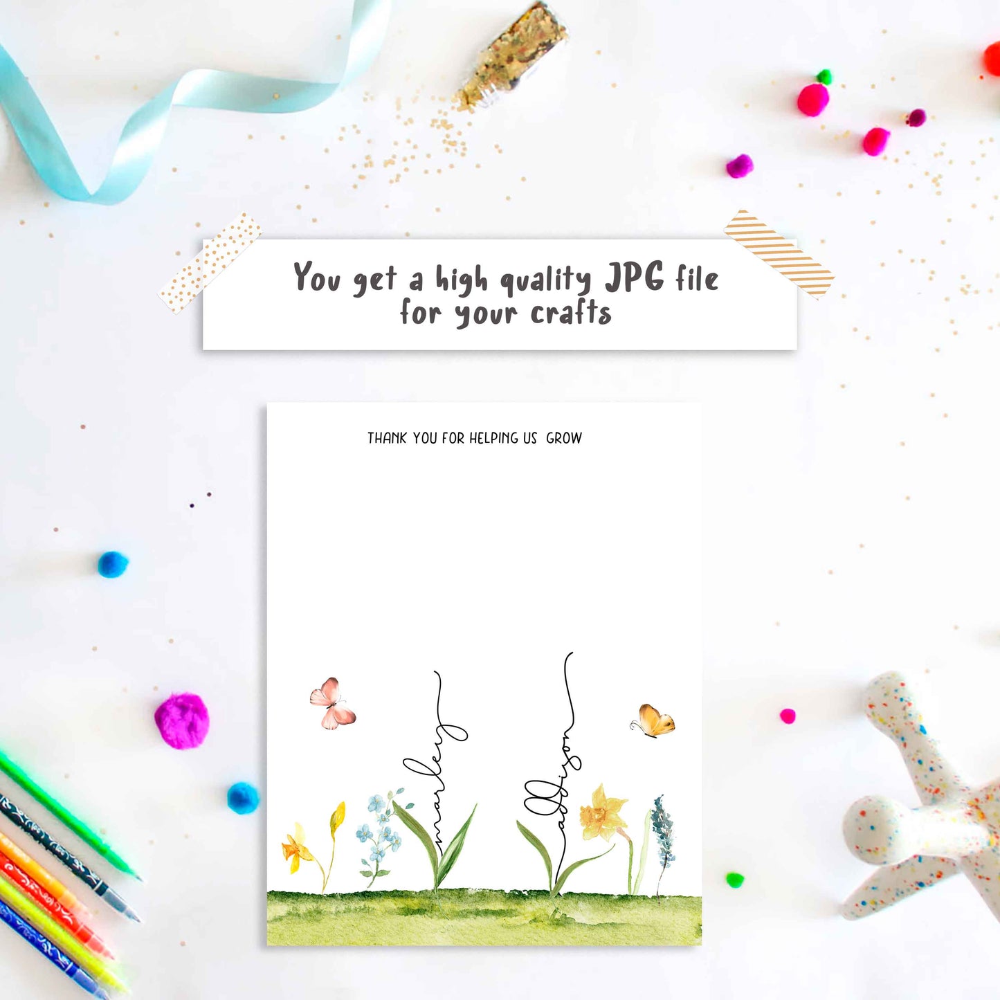 Thank you for helping as grow - Personalized Flower Handprint