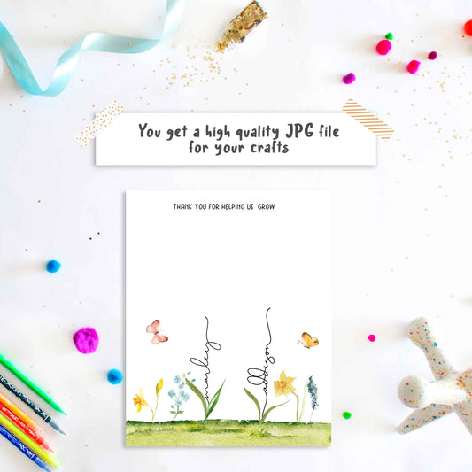 Thank you for helping as grow - Personalized Flower Handprint