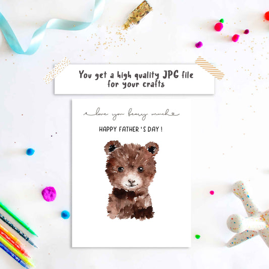 Love you beary much - Bear feet Father's day footprint art craft printable.