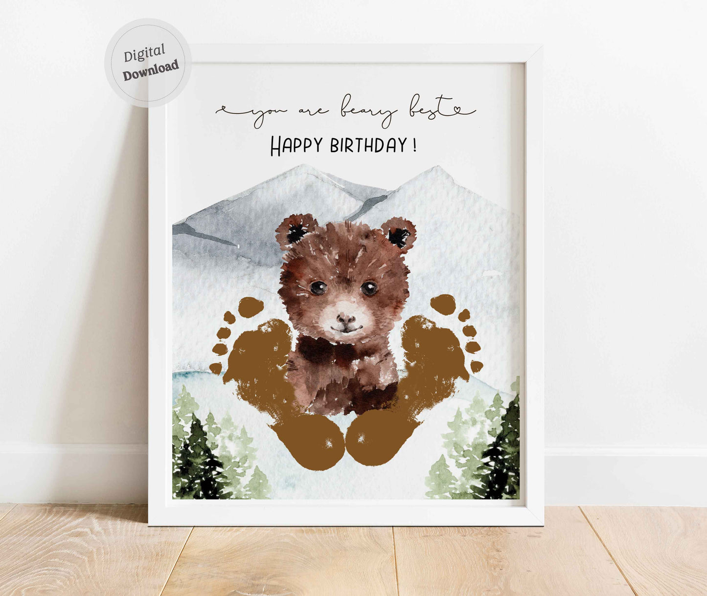 You are beary best. Bear feet Father's day footprint art craft printable