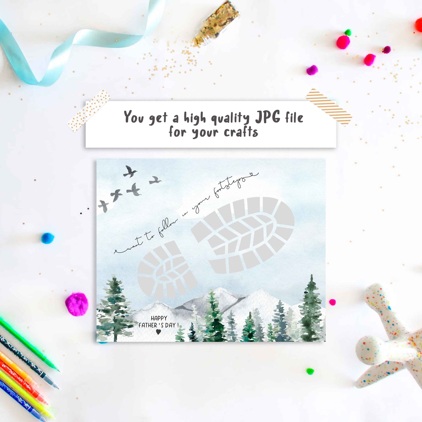 Boot Father's day footprint art craft - Following in your footsteps