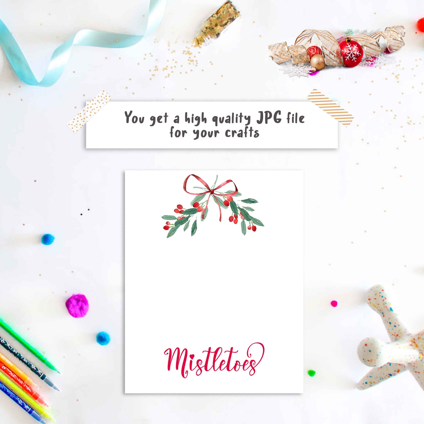 Christmas Mistletoes Footprint Art Printable