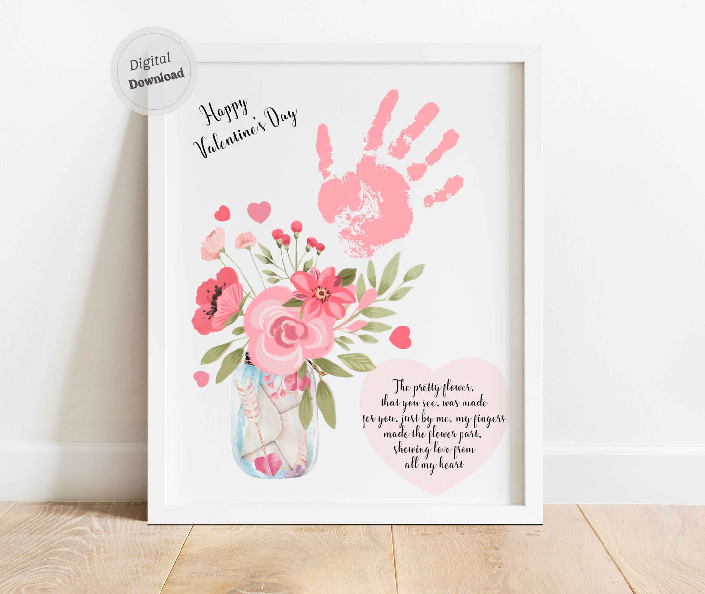 Valentine Handprint Poem - Flowers Handprint