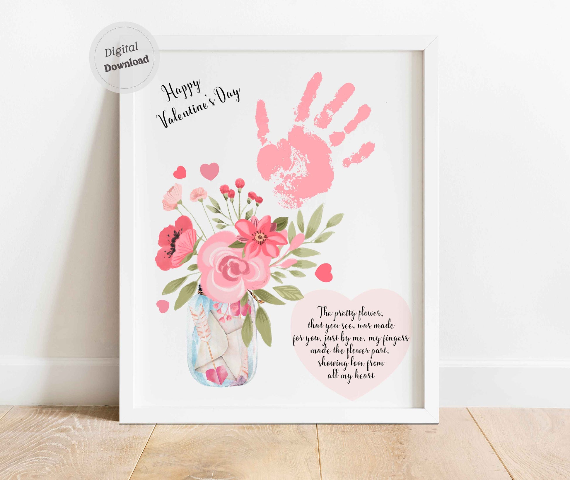 Valentine Handprint Poem - Flowers Handprint