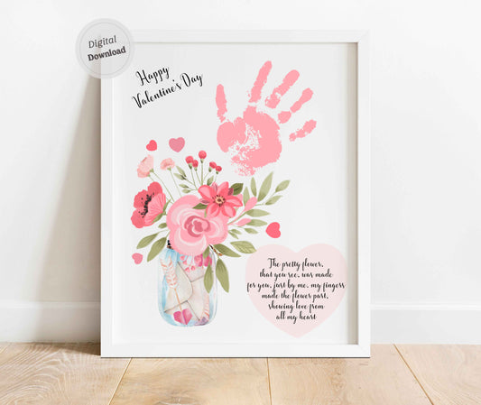 Valentine Handprint Poem - Flowers Handprint