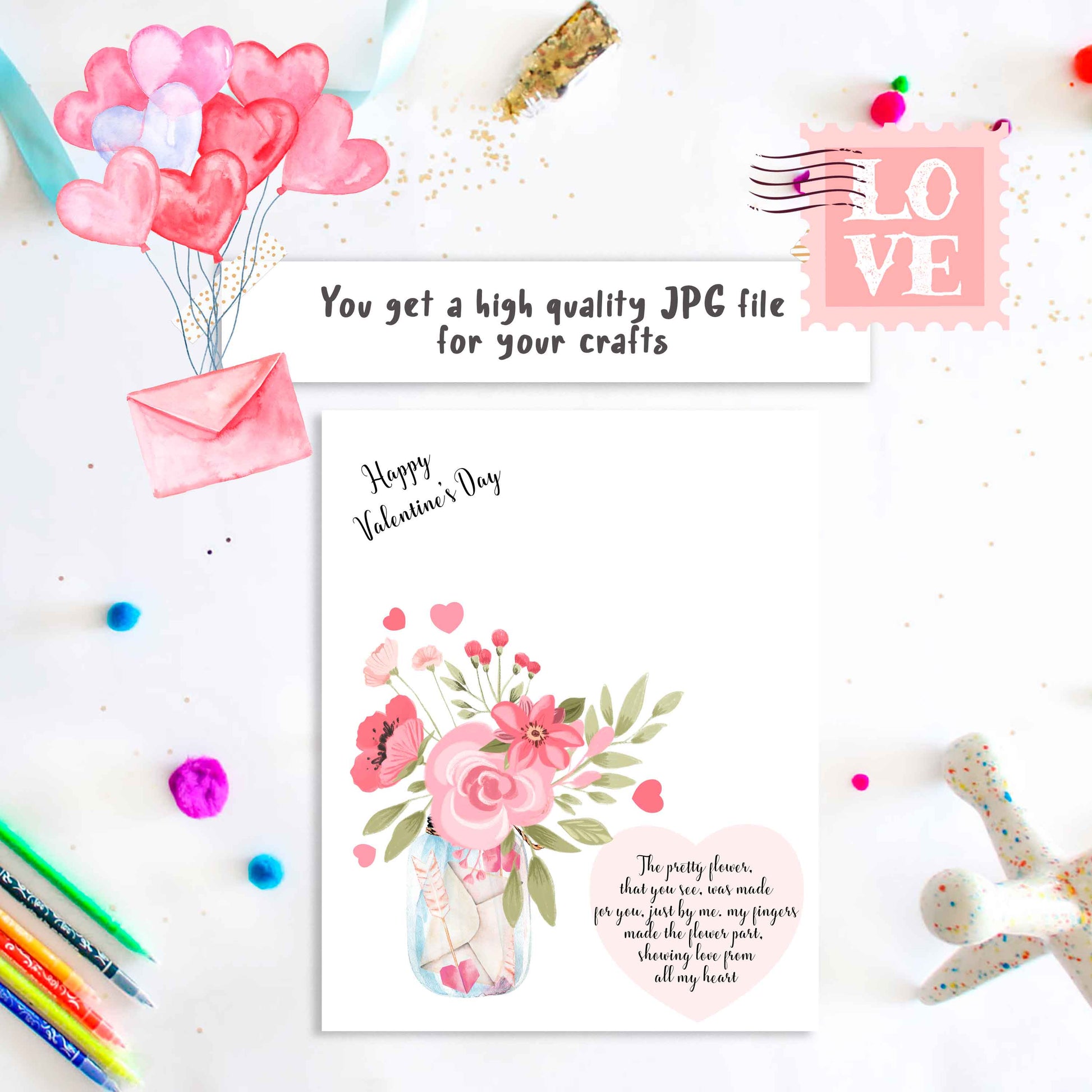 Valentine Handprint Poem - Flowers Handprint