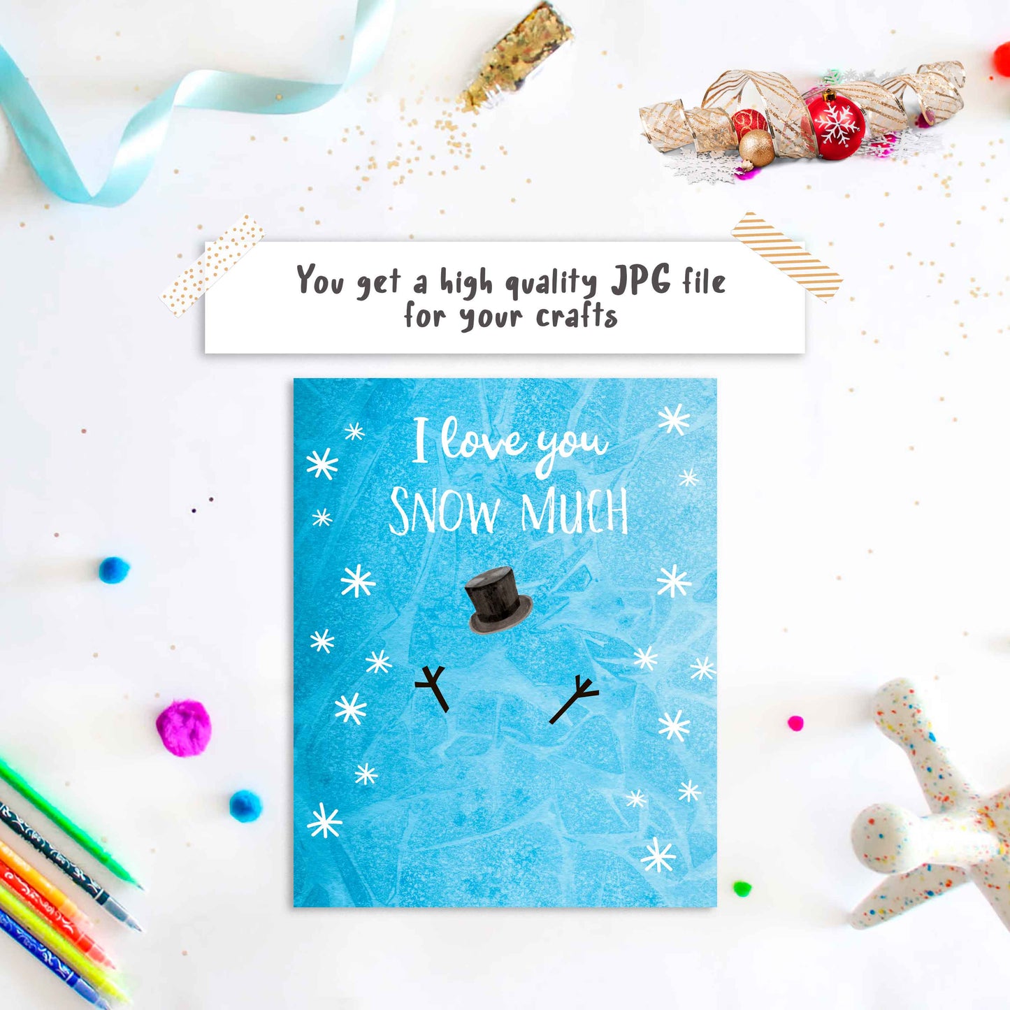 Love You Snow Much Christmas Footprint Art