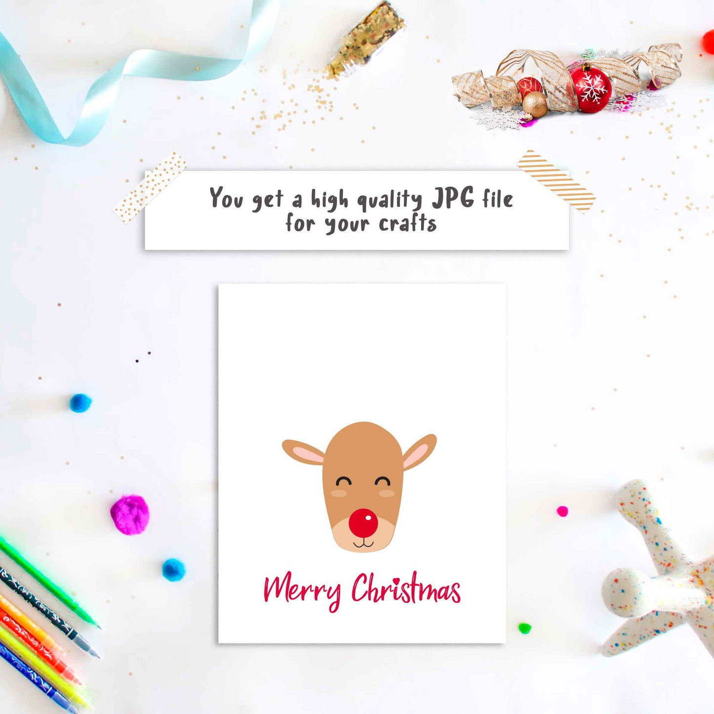 Reindeer Christmas Handprint Art Printable