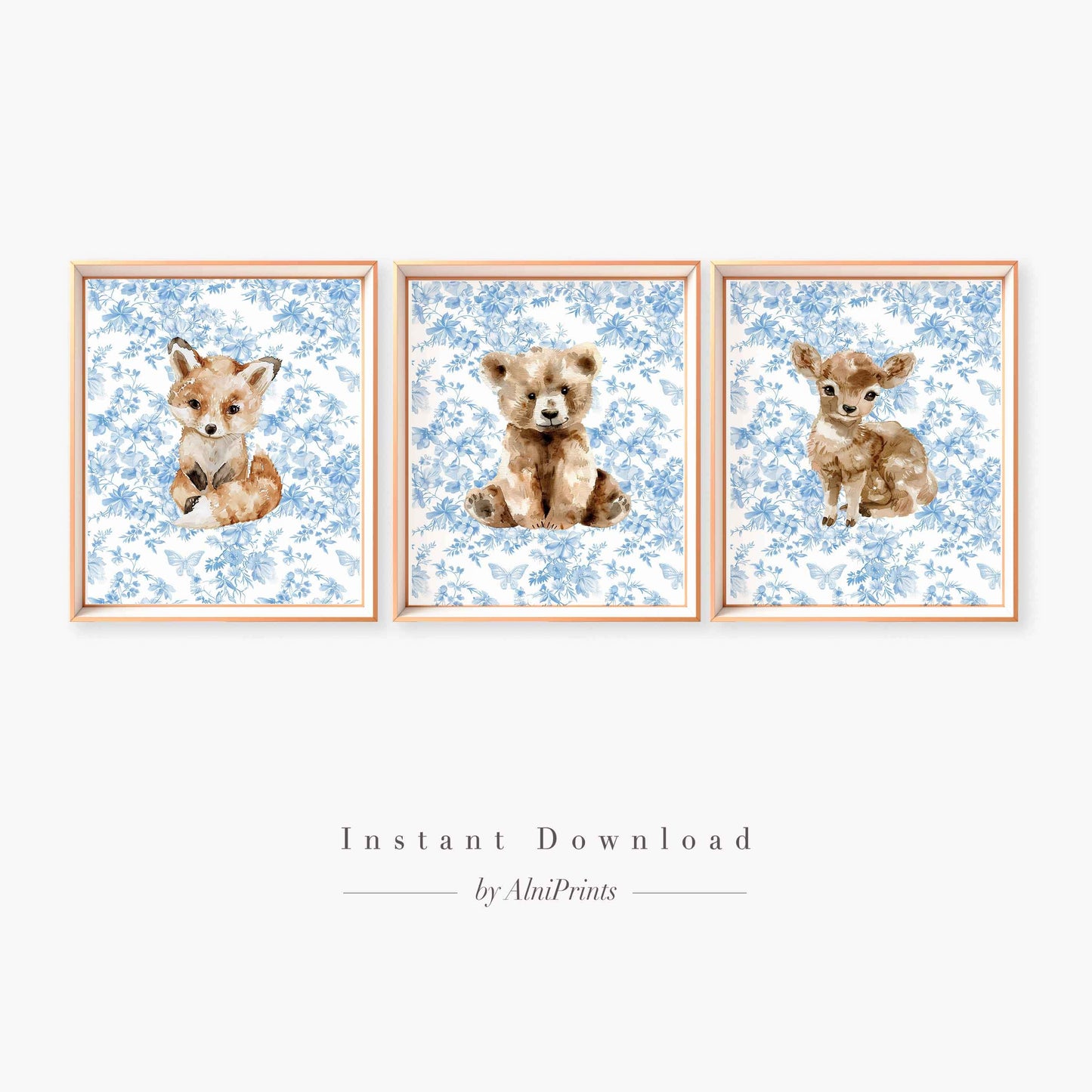 Chinoiserie Woodland Wall Art - Set of 3