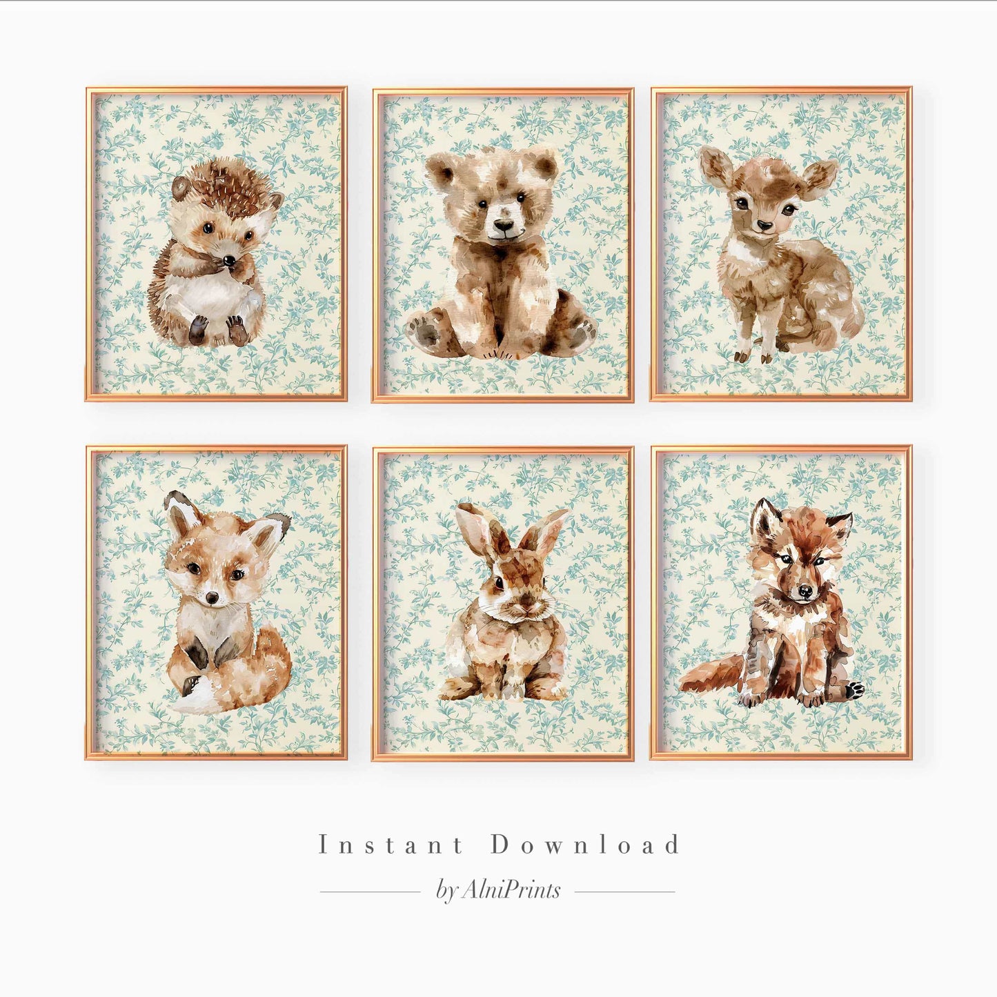 Retro Woodland Print - Set of 6