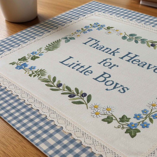 Thank Heaven for Little Boys - Blue Gingham Nursery Print
