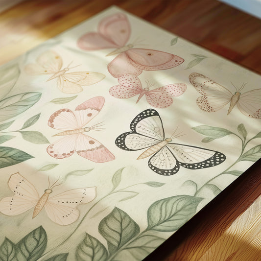 Fairy and Unicorn Nursery Art with Mushrooms and Butterflies
