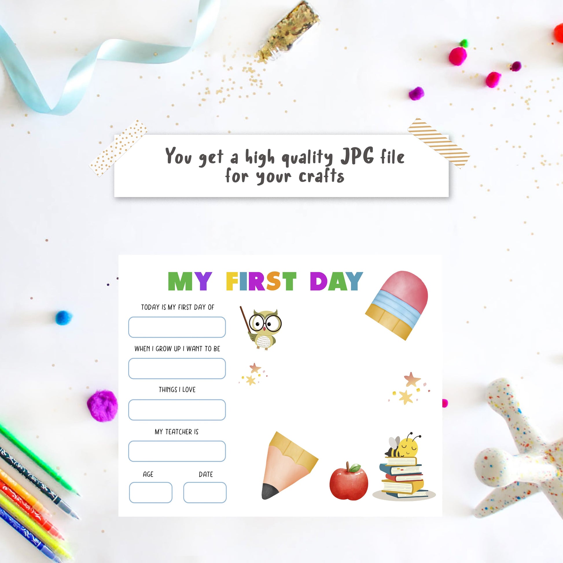 1st First Day Interview with pencil handprint