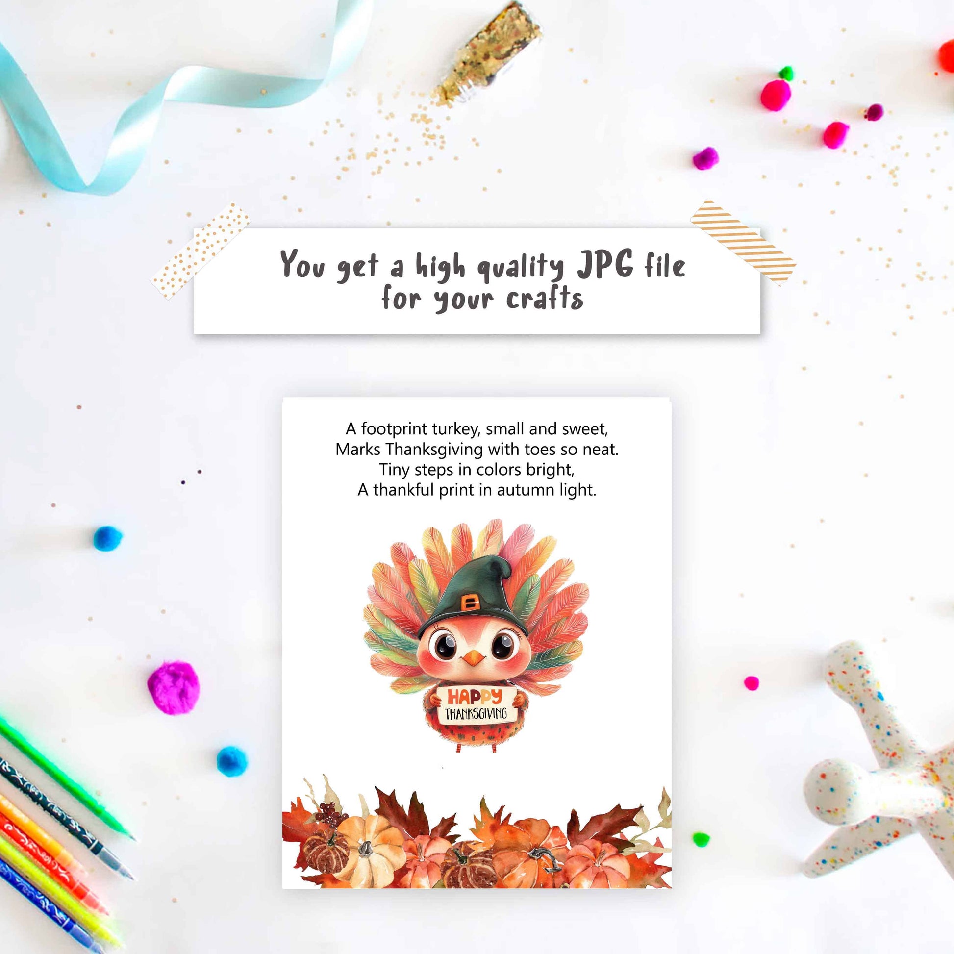 Turkey Poem Footprint Art - Art Project for Thanksgiving