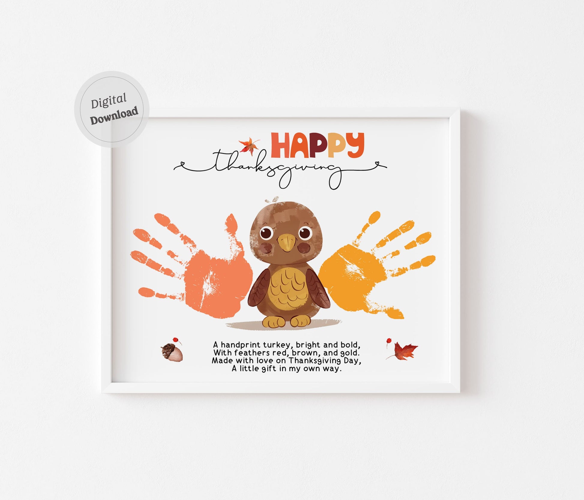 Turkey Poem with Handprint Art - Thanksgiving Craft