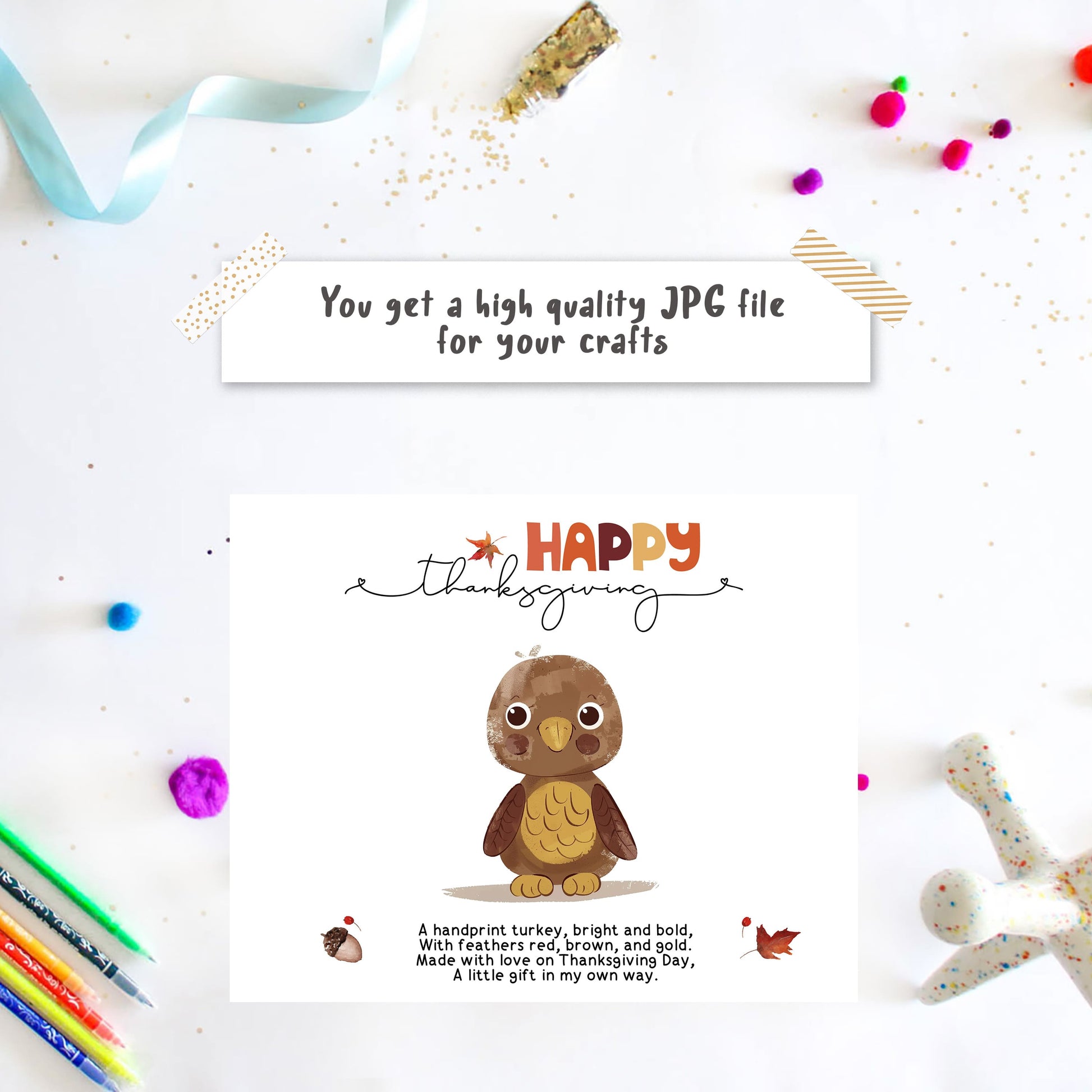 Turkey Poem with Handprint Art - Thanksgiving Craft