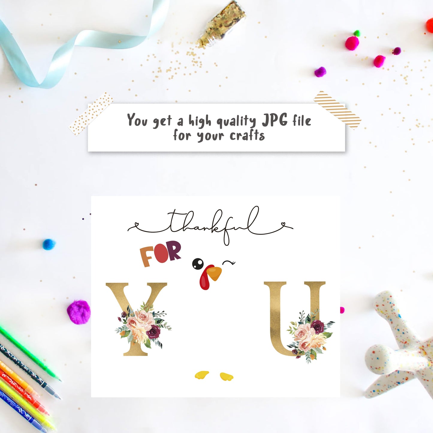 Thankful for you - Thanksgiving Turkey Handprint