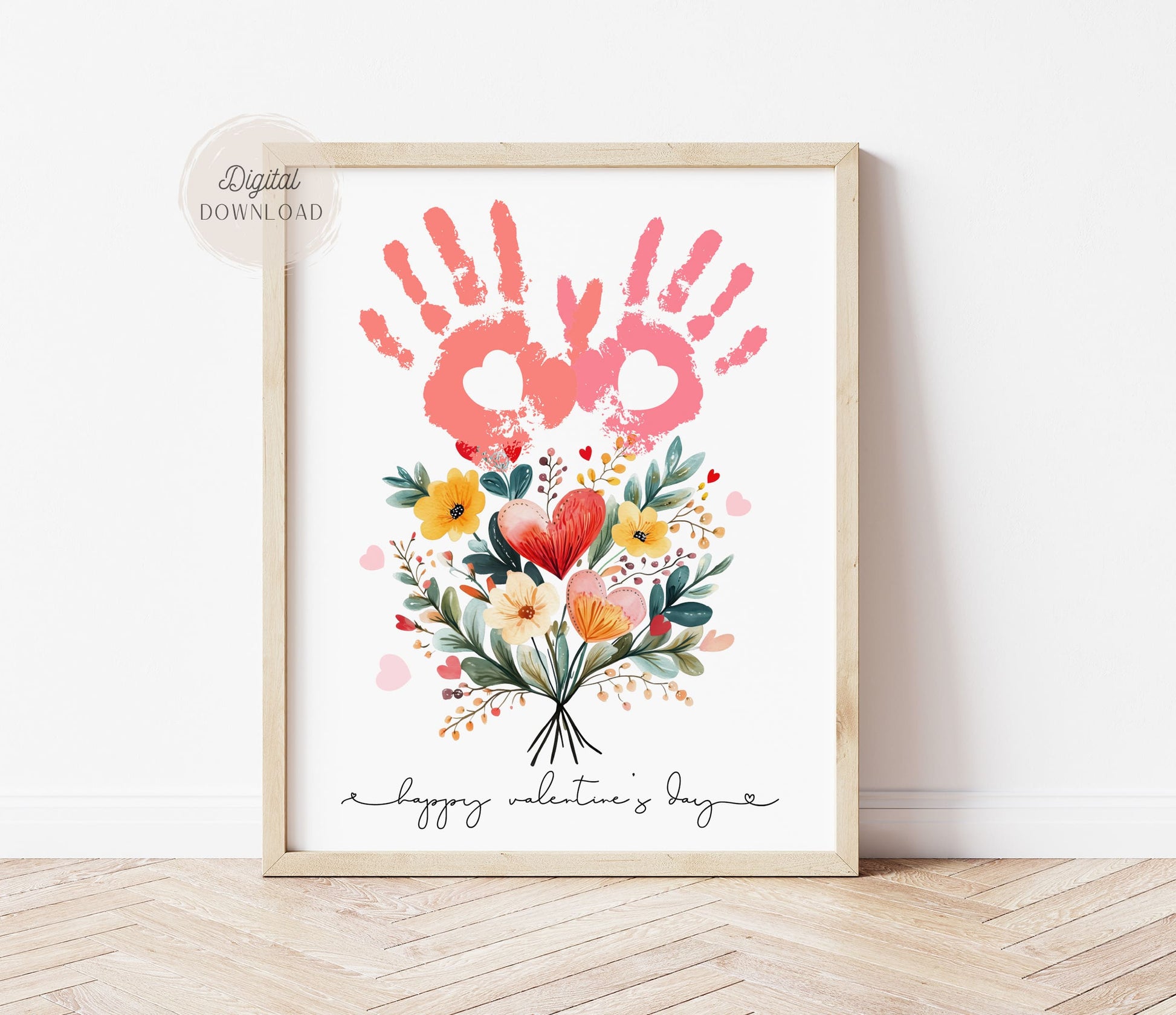 Valentines day Flowers Handprint