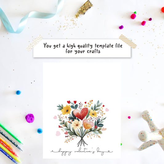 Valentines day Flowers Handprint template