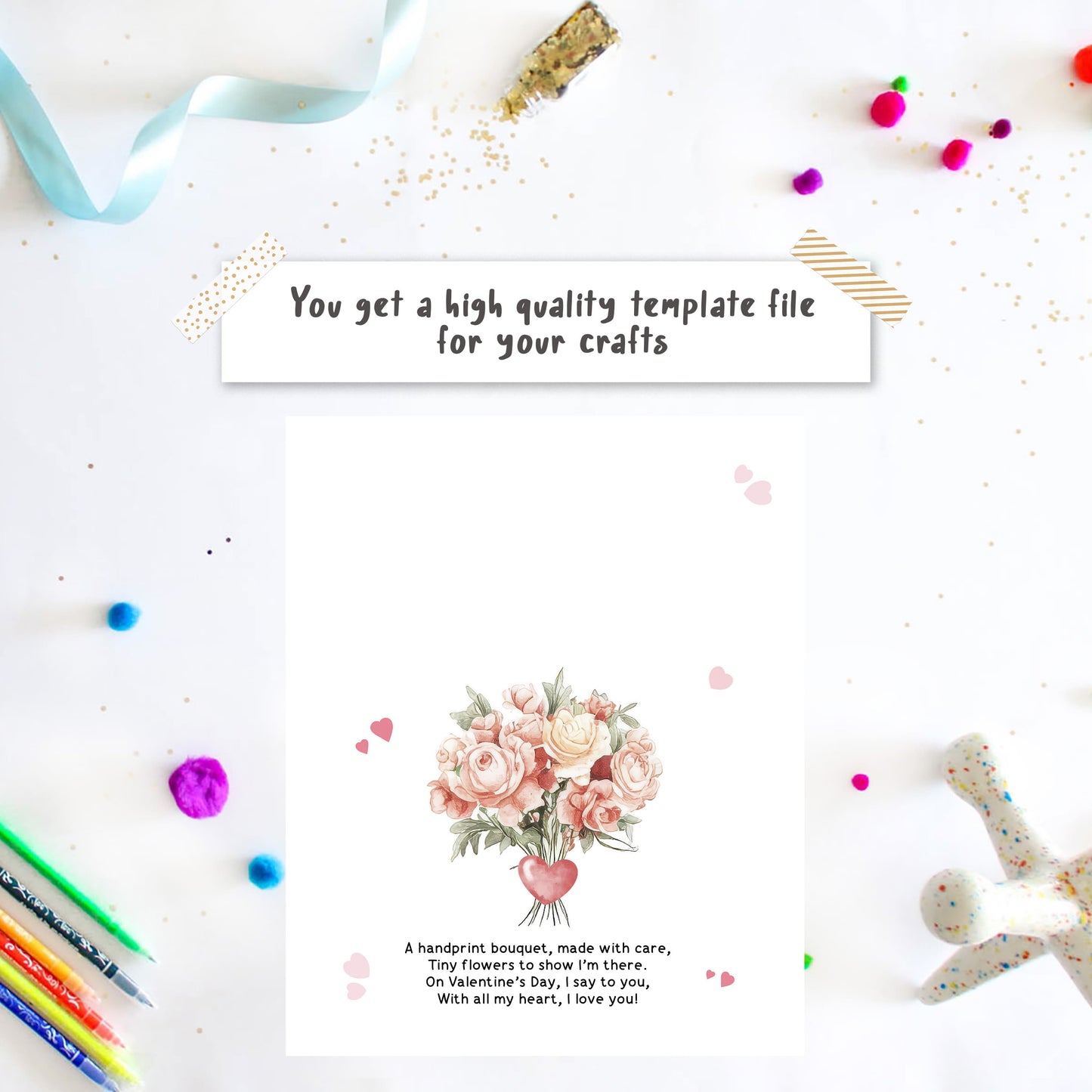 Valentines day Flowers Handprint with poem - 001