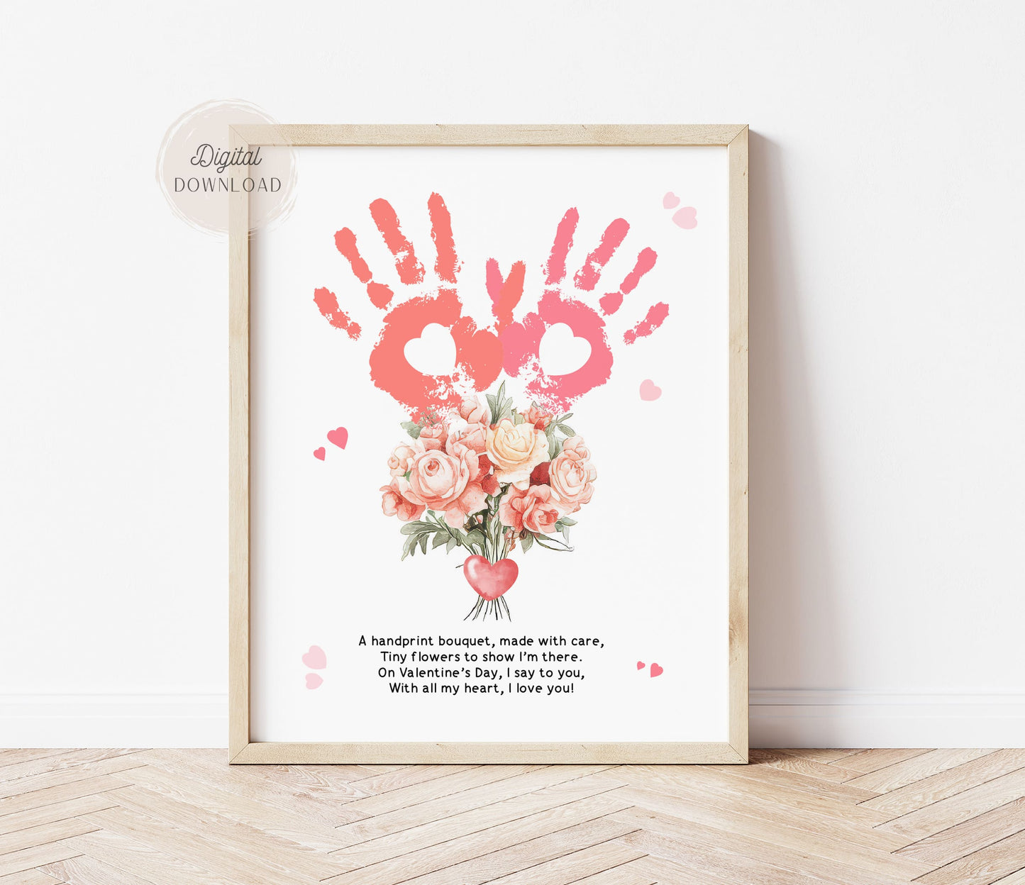 Valentines day Flowers Handprint with poem - 001