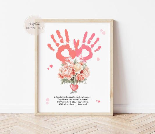 Valentines day Flowers Handprint with poem - 001