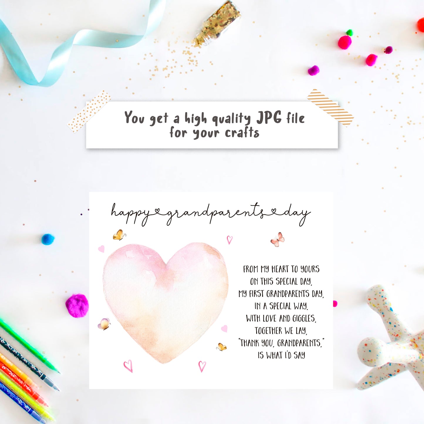 Baby footprint art with heartfelt poem for a first Grandparents Day gift