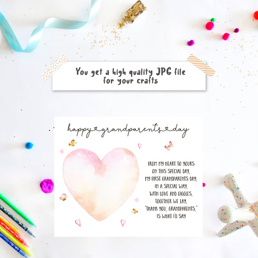 Baby footprint art with heartfelt poem for a first Grandparents Day gift
