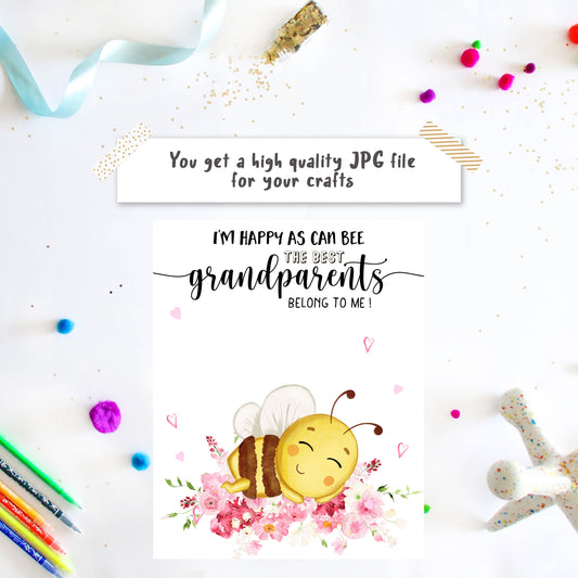 Toddler bee handprint art template for a Grandma keepsake gift