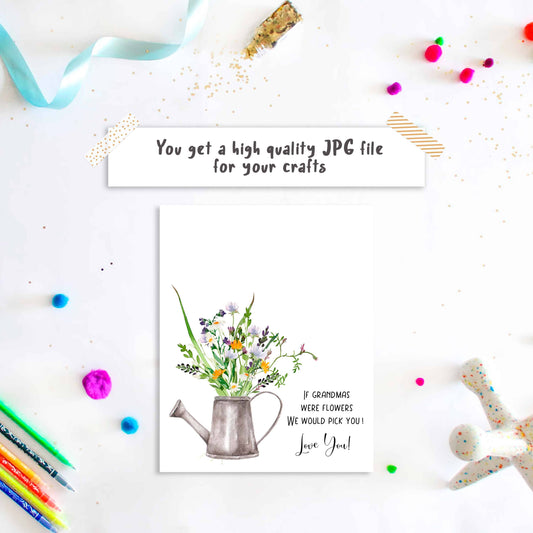 Multiple kids handprint flower art template for a group Grandma gift