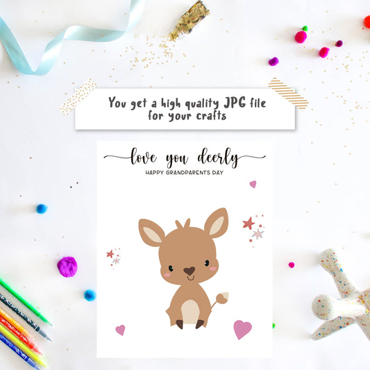 Baby deer footprint art template for a Grandparents Day gift