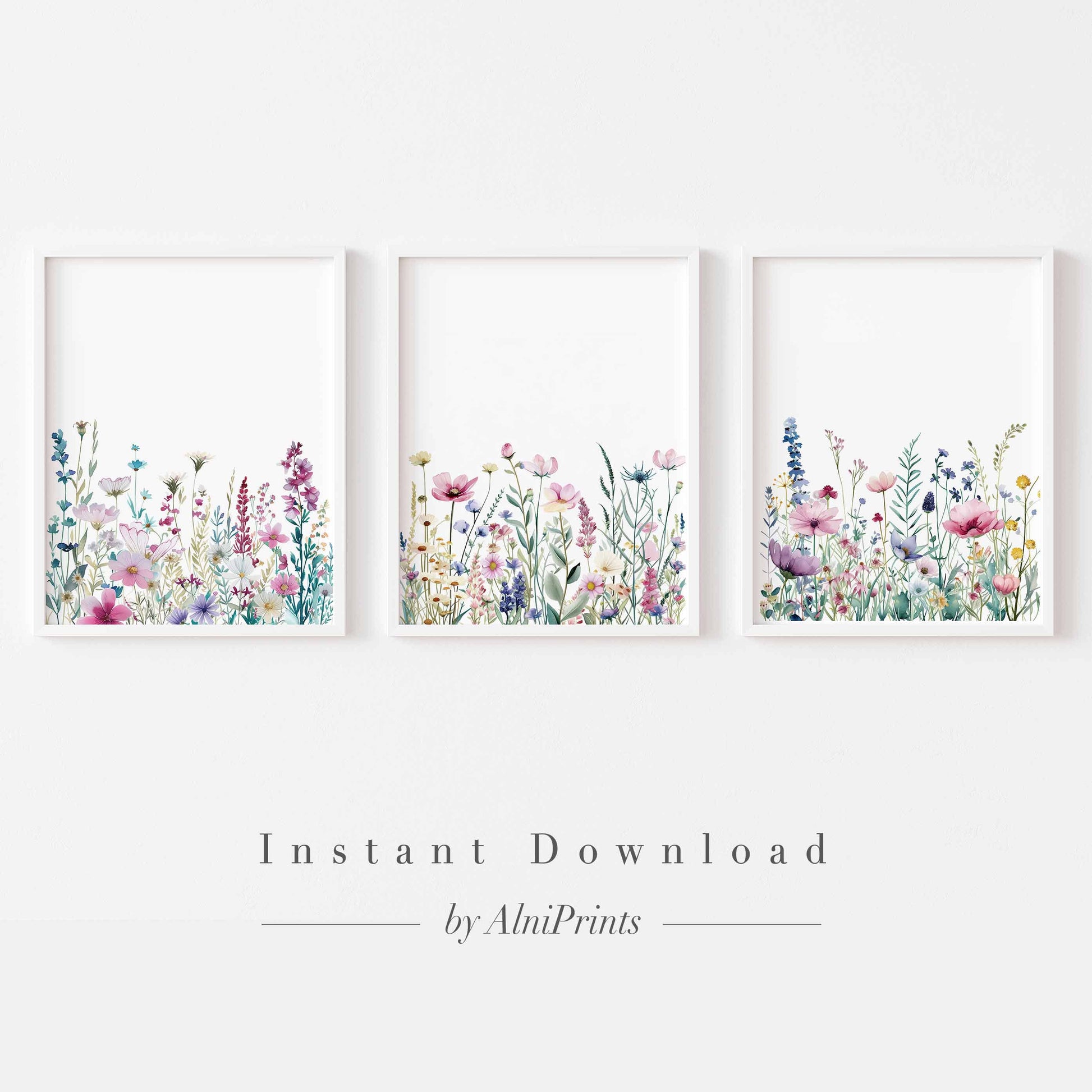 Wildflower Garden Wall Art – Nature-Inspired Triptych
