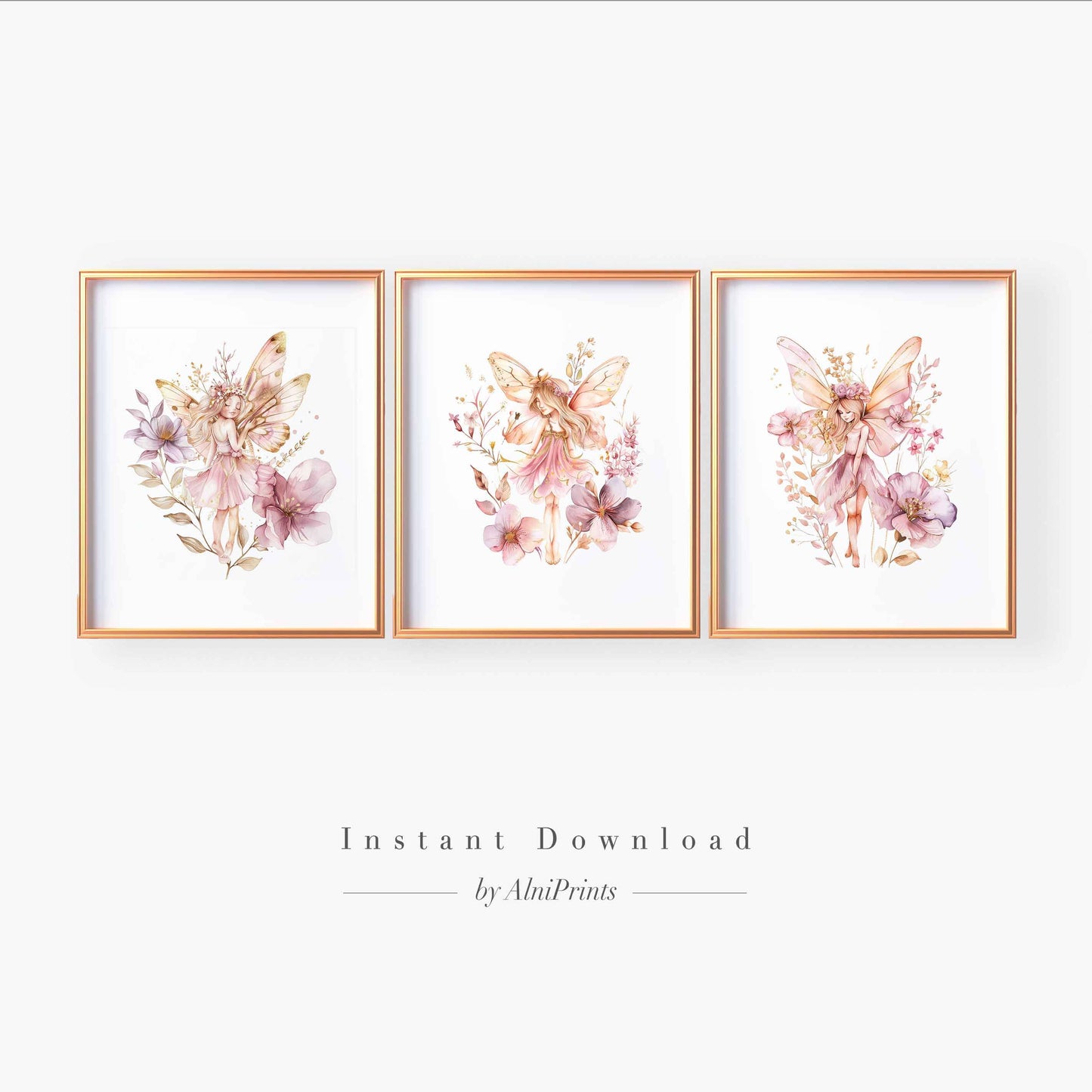 Whimsical Fairy Wall Art – Enchanted Floral Print Set