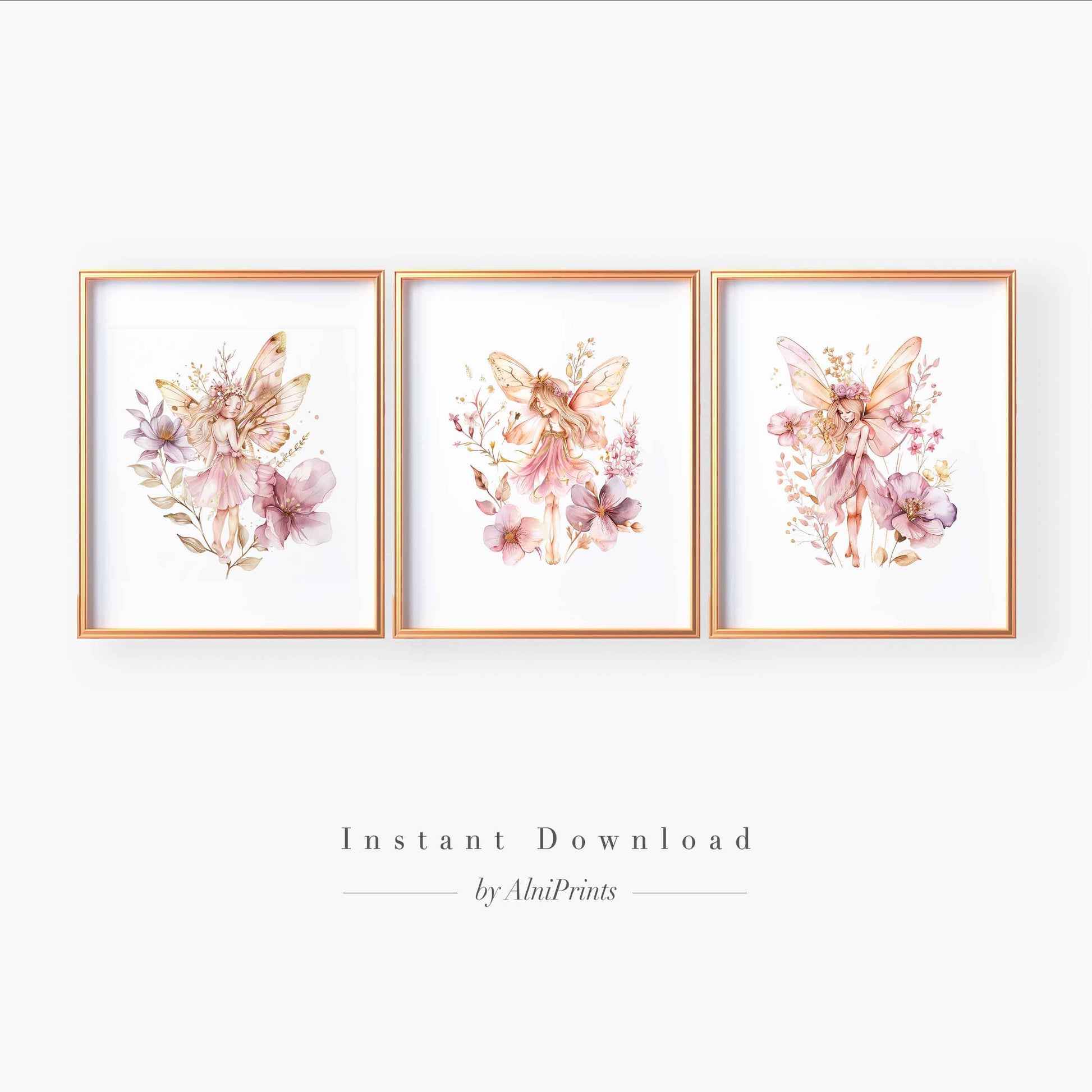 Whimsical Fairy Wall Art – Enchanted Floral Print Set