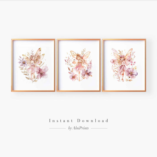 Whimsical Fairy Wall Art – Enchanted Floral Print Set