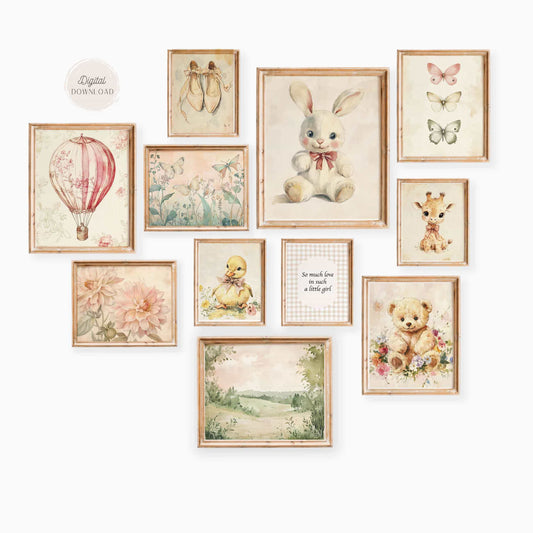 Vintage Nursery Gallery wall art for baby girl