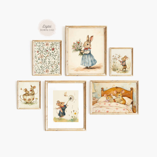 Whimsical Baby girl wall art - Set of 6 Prints - 001